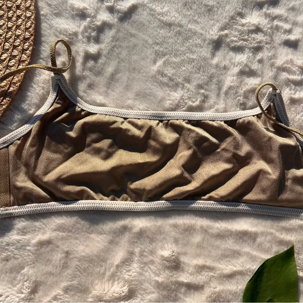 Triangl Gold Shimmer Bikini Top Size Large